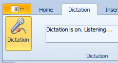 Click the Dictation Button and start talking to add text to your documents.