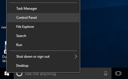  Menú del botón de inicio de Windows 10