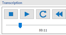 Easily play back selections with the transcription repeat button.